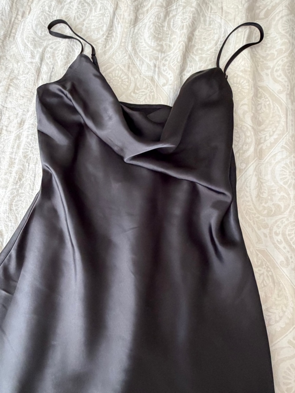 Nasty Gal Black Satin Slip Midi Dress